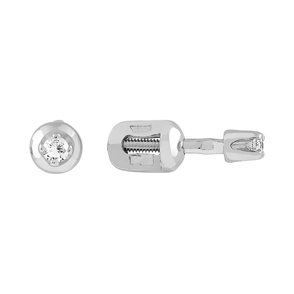  Пуссеты из белого золота с бриллиантами № 8416