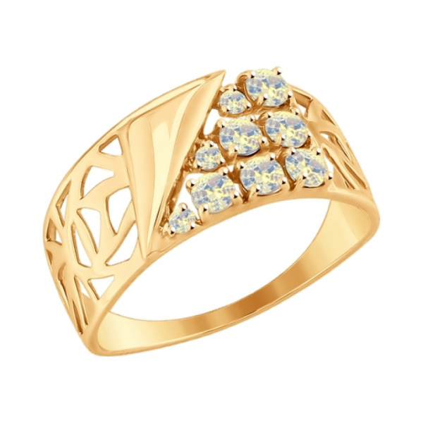 Золотое кольцо с фианитом № 161623