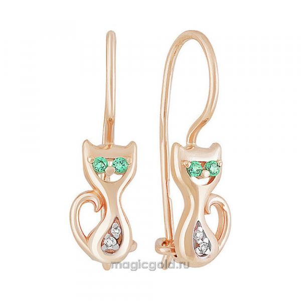 Золотые серьги с фианитом № 160282