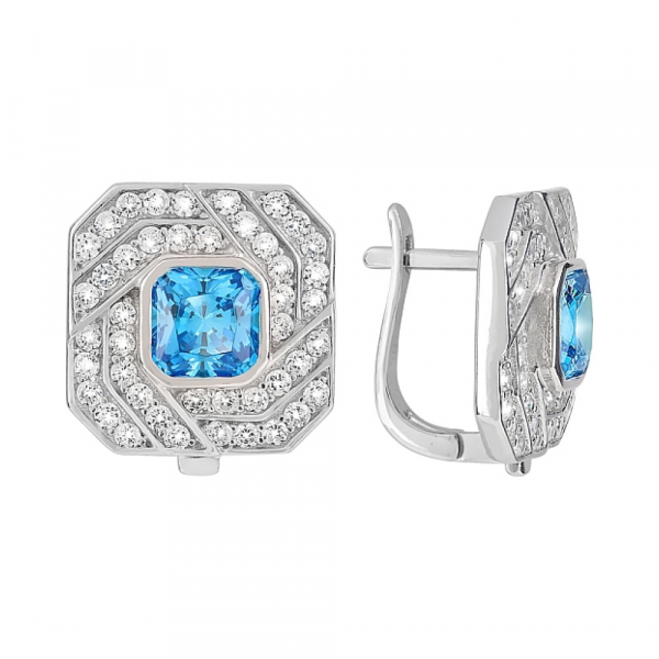 Серебряные серьги с фианитами № 119092