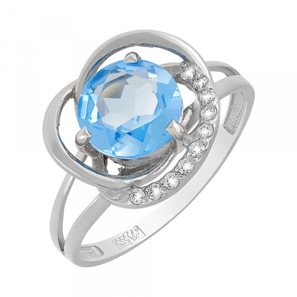 Золотое кольцо с топазом и фианитом № 117677