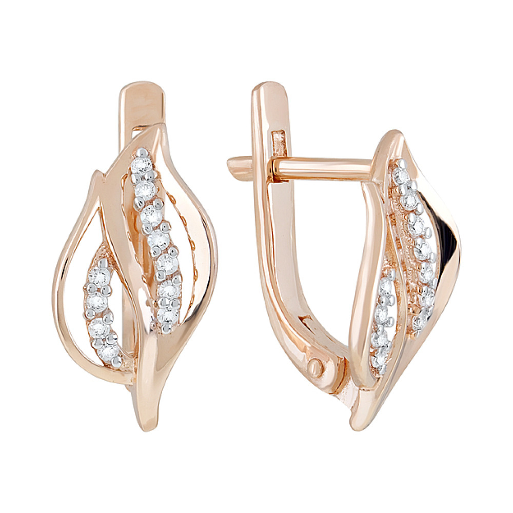 Золотые серьги с фианитами № 123846