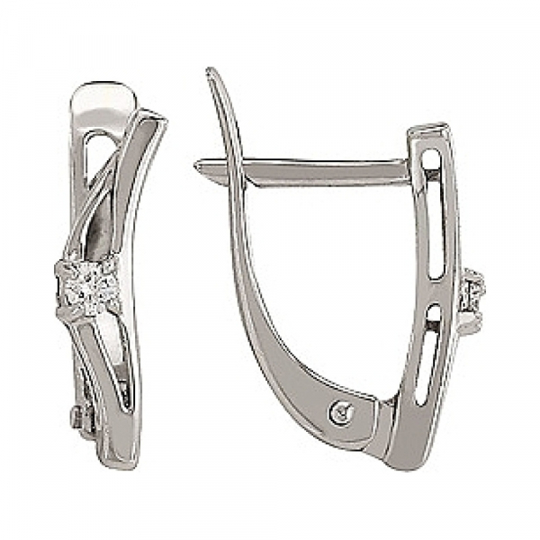 Золотые серьги с бриллиантом № 114666