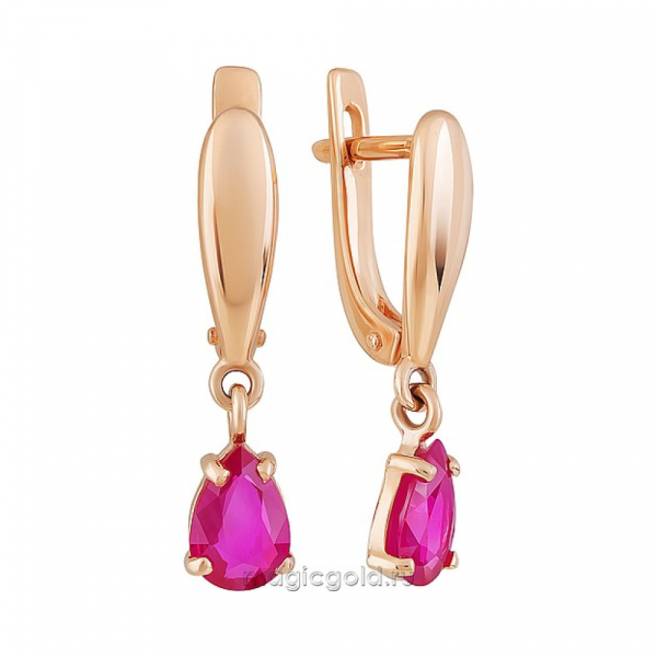 Золотые серьги с рубином № 164511