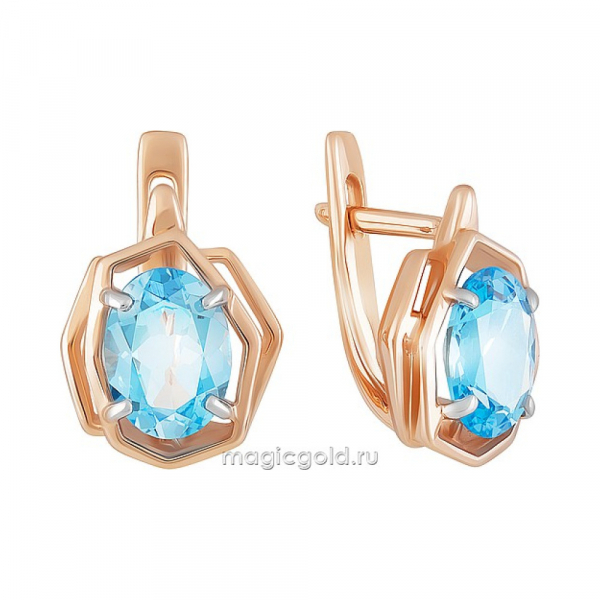 Золотые серьги с топазом № 159619