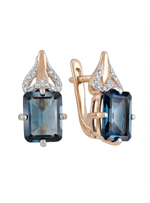 Золотые серьги с топазом и фианитом № 131884