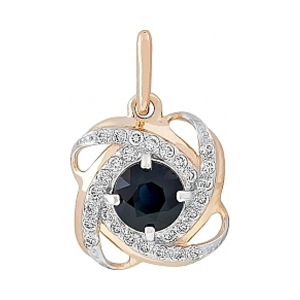 Золотая подвеска с сапфиром и фианитом № 114168