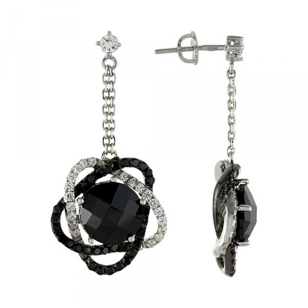 Серебряные серьги с фианитом № 83208