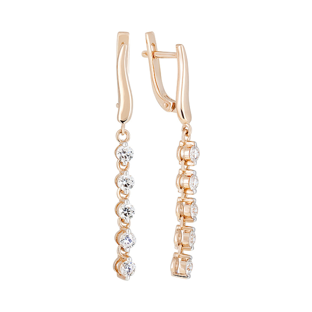 Золотые серьги с бриллиантом № 129136