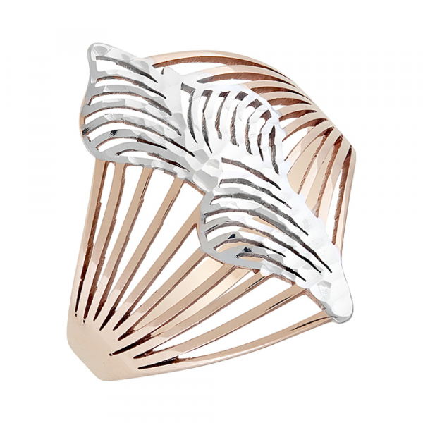 Золотое кольцо без камня с алмазкой № 101925