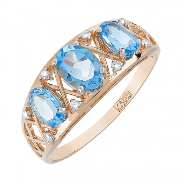 Золотое кольцо с топазом и фианитом № 119672