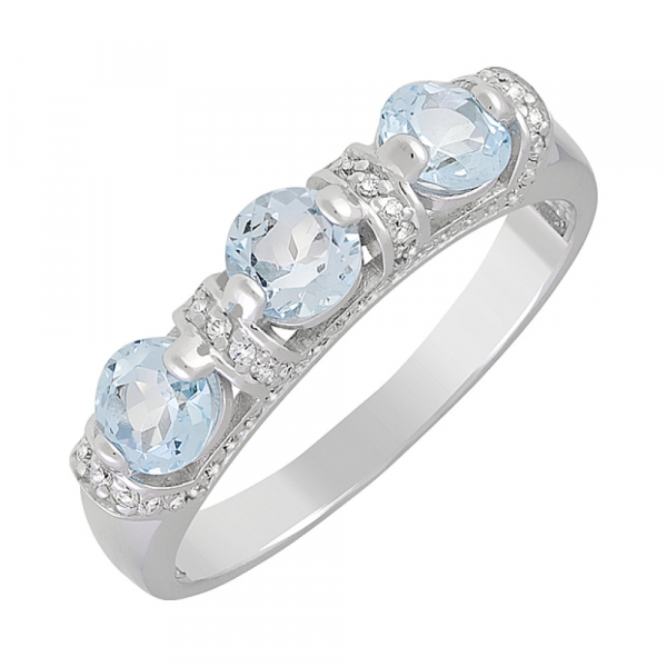 Серебряное кольцо с топазом и фианитом № 128960