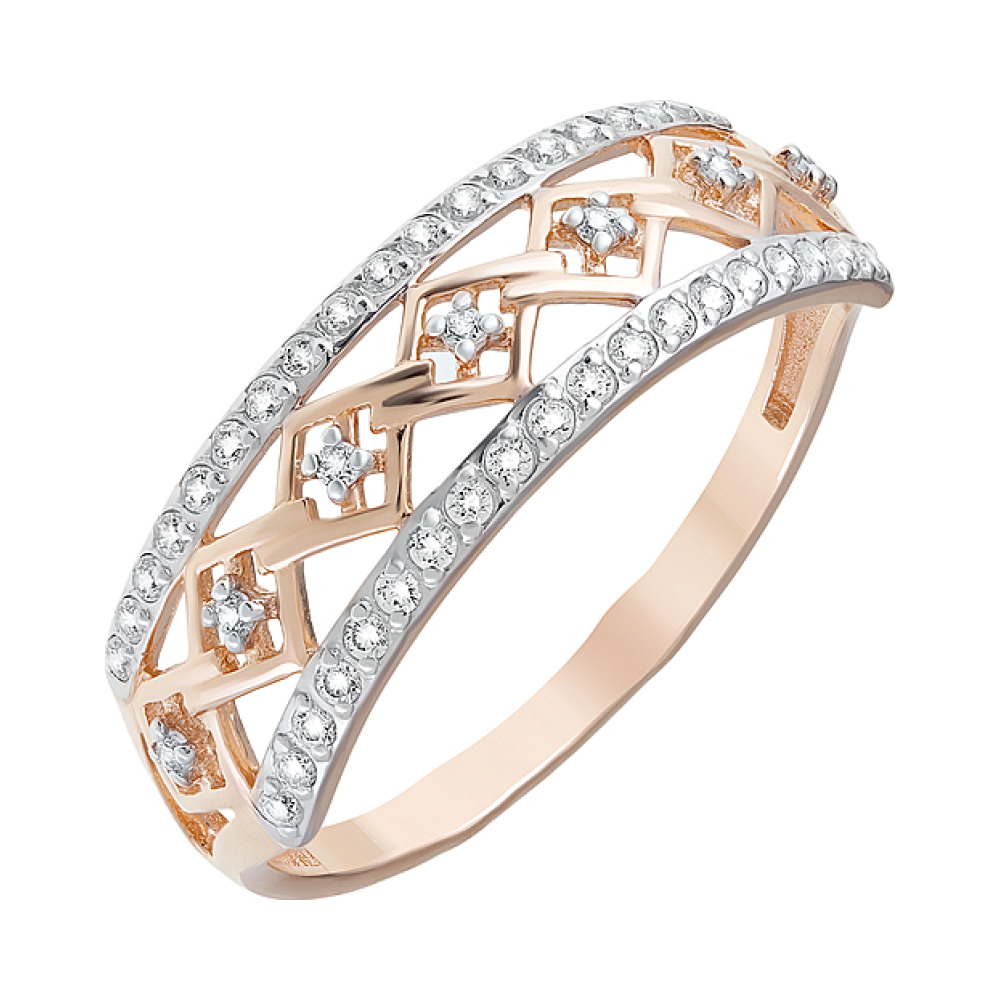 Золотое кольцо с фианитами № 126393