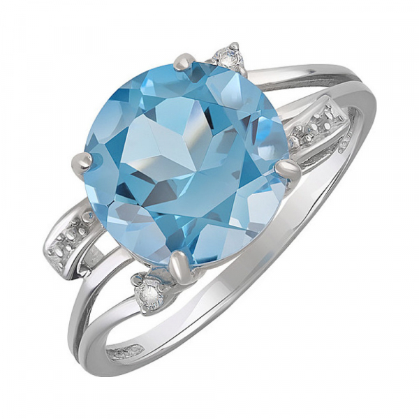 Серебряное кольцо с топазом и фианитом № 134261