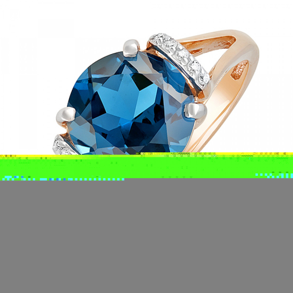 Золотое кольцо с топазом и фианитом № 129395