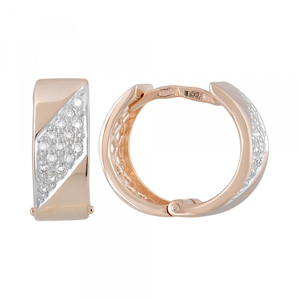 Золотые серьги с фианитами № 123340