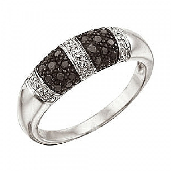 Золотое кольцо с чёрным и белым бриллиантами № 29555