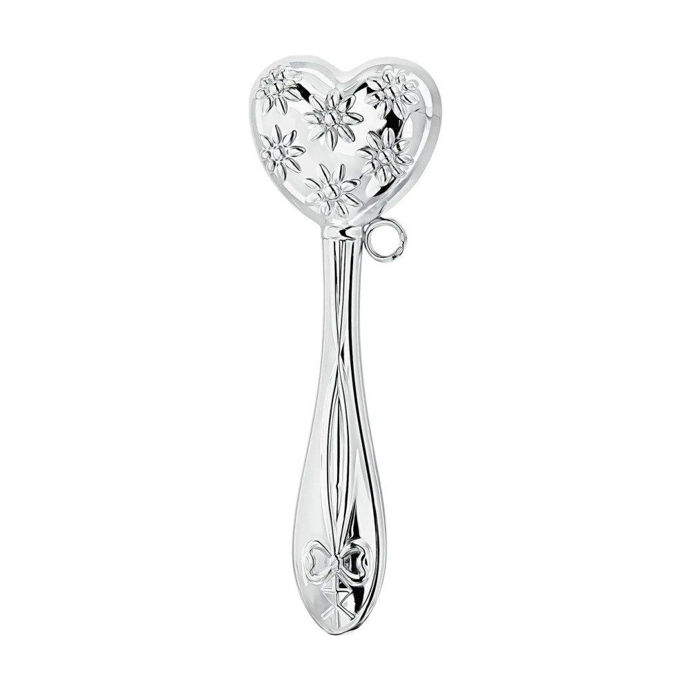 Погремушка Сердце с цветами Ag 925º