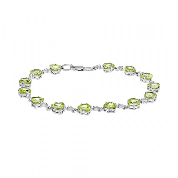 Серебряный браслет с хризолитом и фианитом № 134138