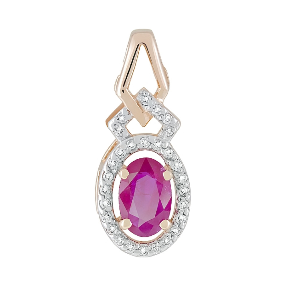 Золотая подвеска с бриллиантом и рубином № 120193