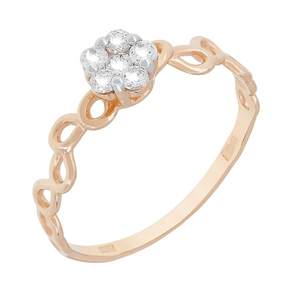 Золотое кольцо с фианитами № 107611