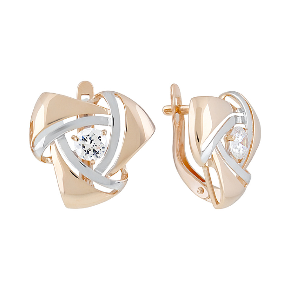 Золотые серьги с фианитами № 128366