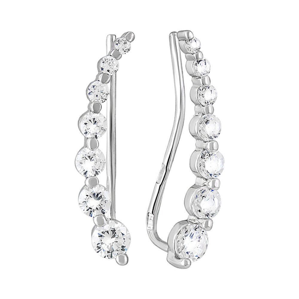 Серебряные серьги с фианитом № 126948