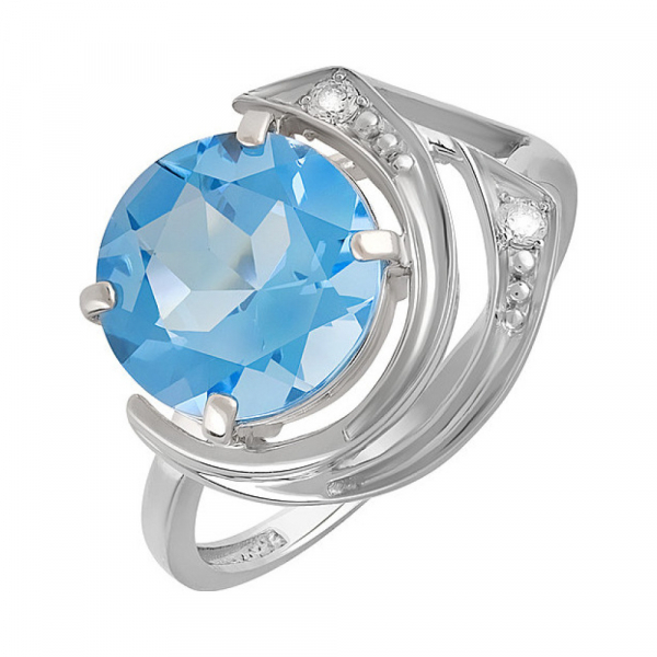 Серебряное кольцо с топазом и фианитом № 134264