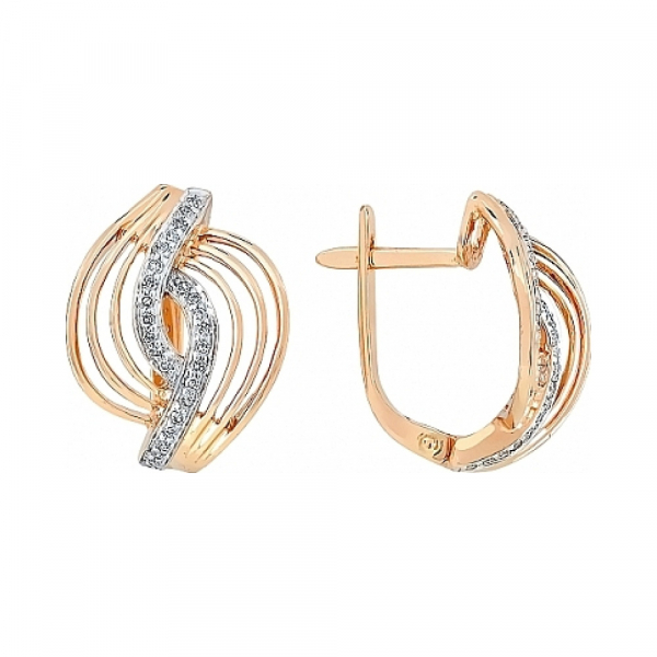 Золотые серьги с бриллиантом № 115397