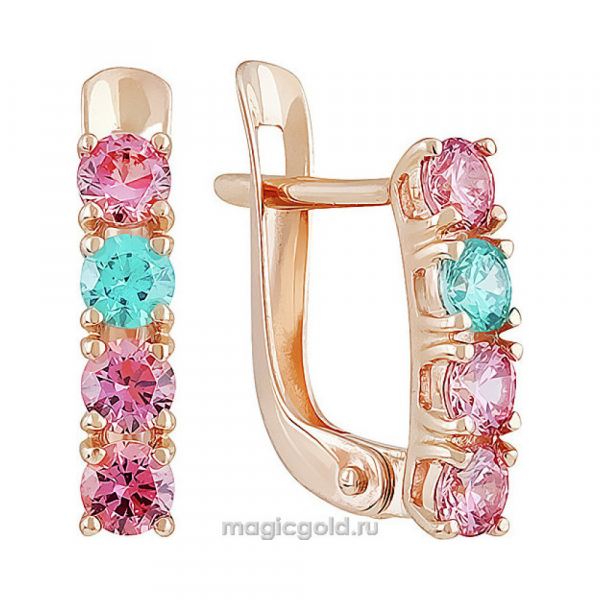 Золотые серьги с фианитом № 139960