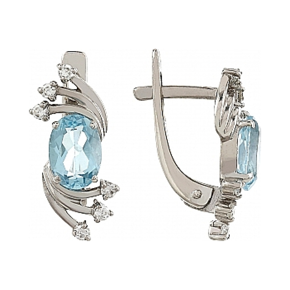 Серьги с топазом и фианитом № 96755