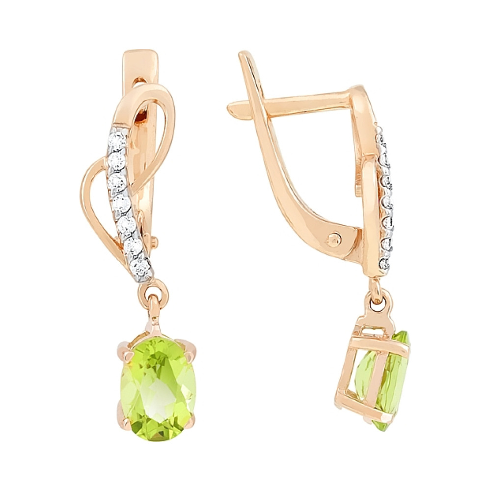 Золотые серьги с фианитами № 129245