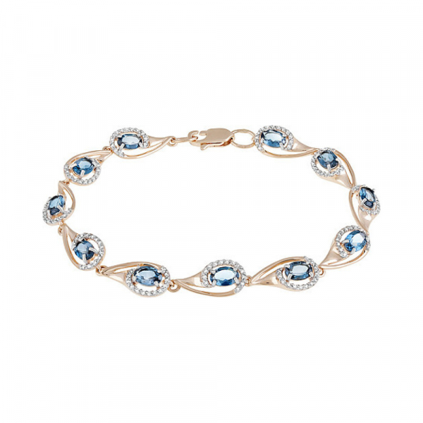 Золотой браслет с топазом и фианитом № 127045