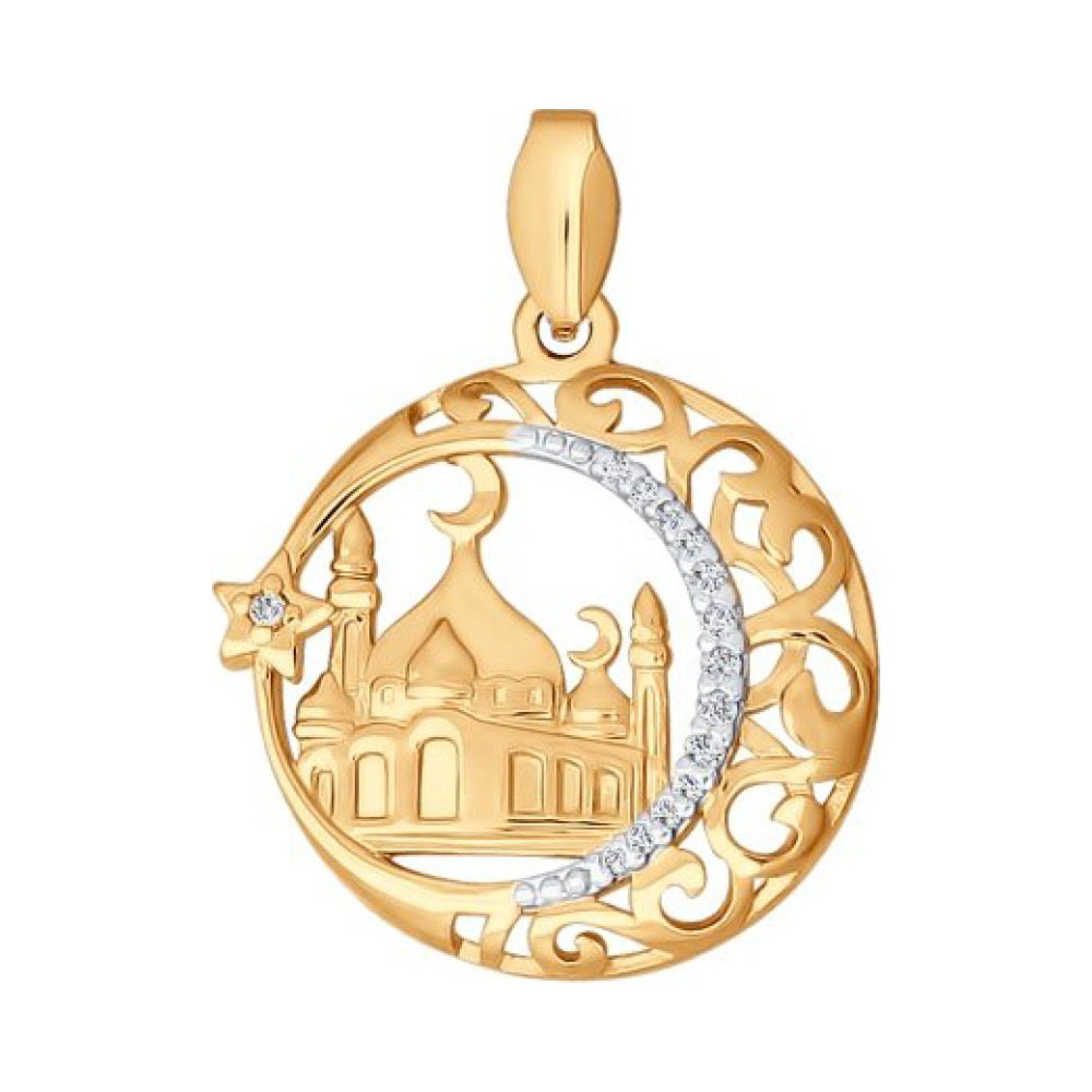 Золотая подвеска с фианитом № 159141