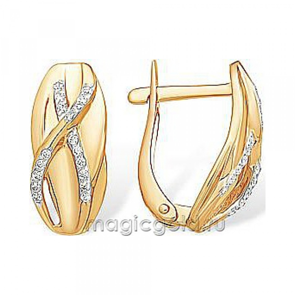 Золотые серьги с фианитом № 174210