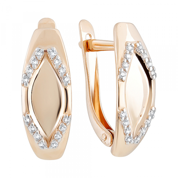 Золотые серьги с фианитами № 129971