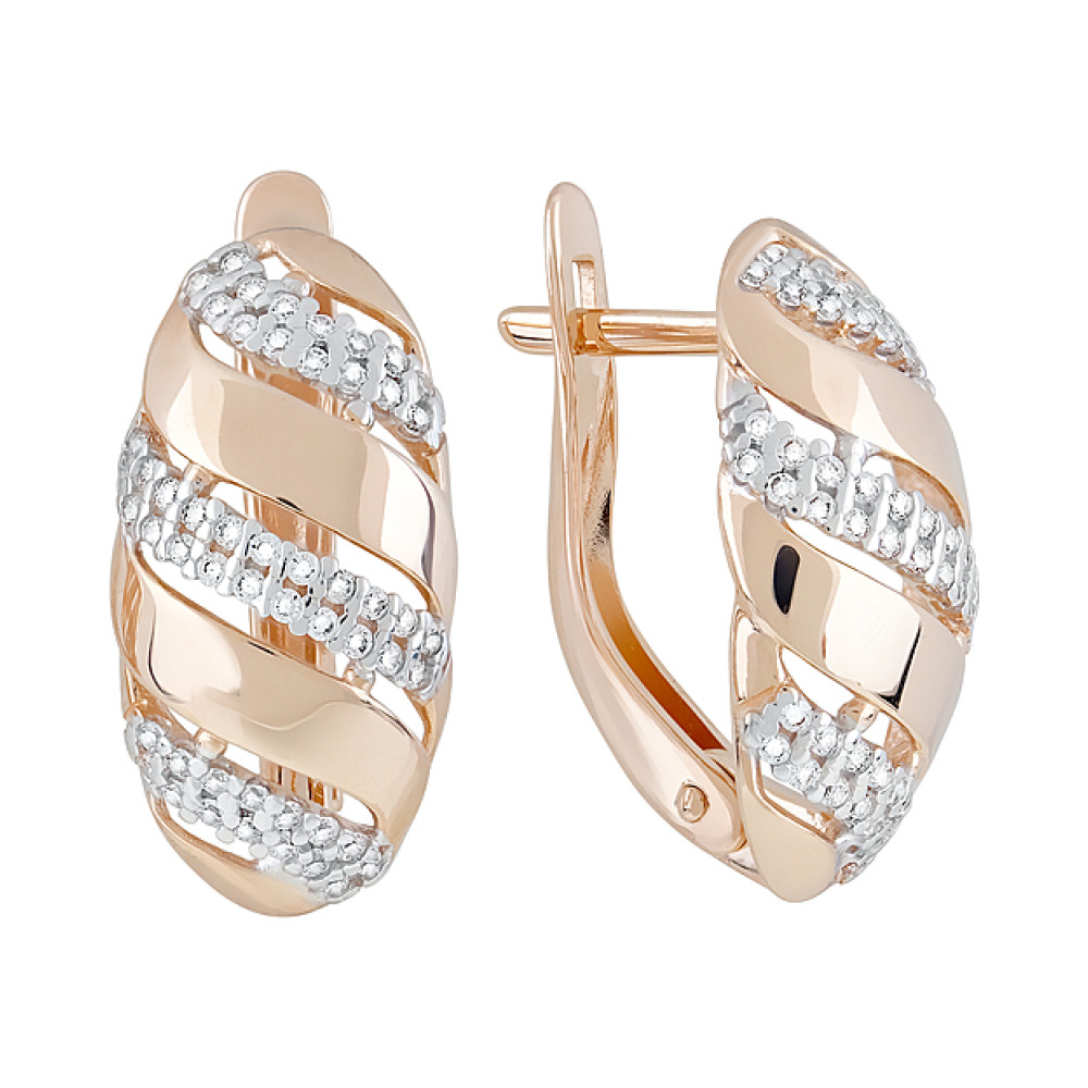 Золотые серьги с фианитами № 123471