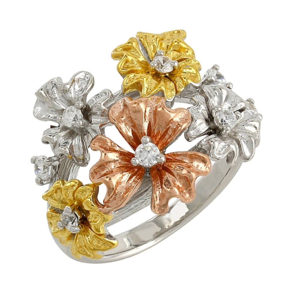 Серебряное кольцо с фианитом № 106335