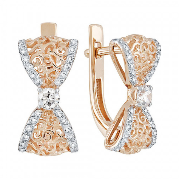 Золотые серьги с фианитом № 133474