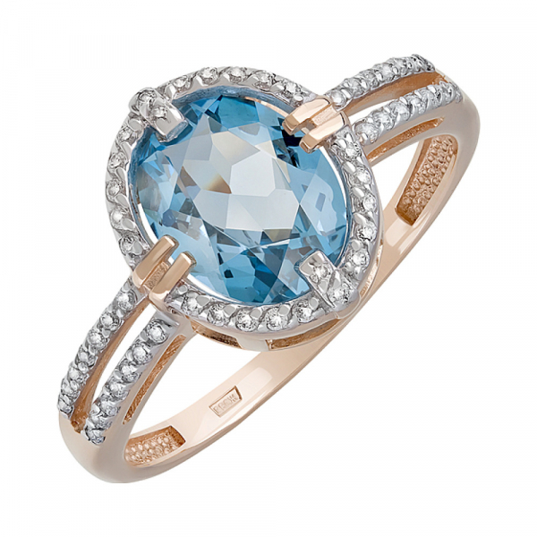 Золотое кольцо с топазом и фианитом № 126992