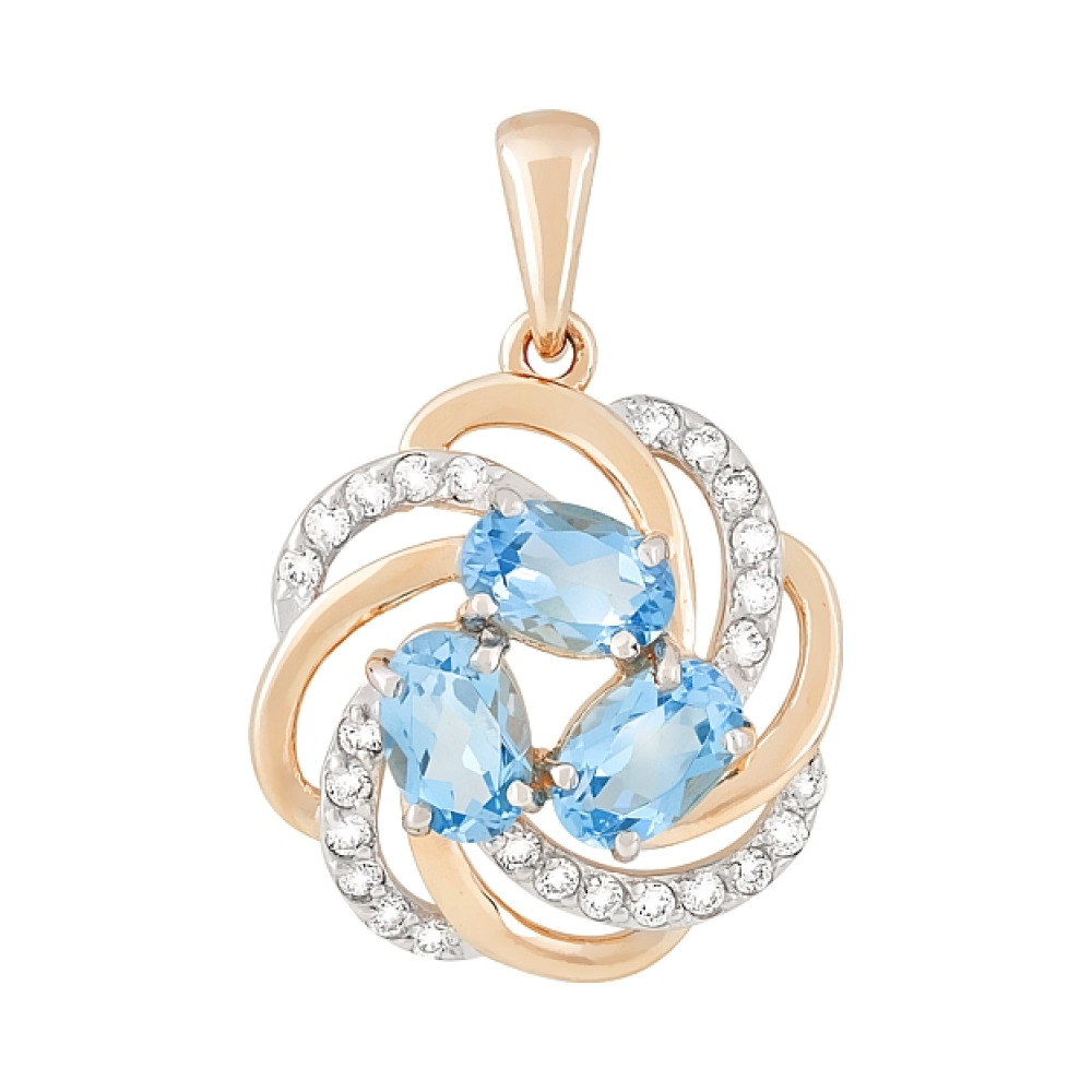 Золотая подвеска с топазом и фианитом № 118984