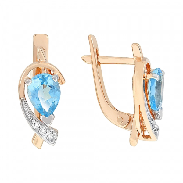 Золотые серьги с топазом и фианитом № 83296