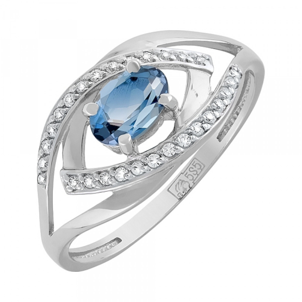 Золотое кольцо с топазом и фианитом № 119952