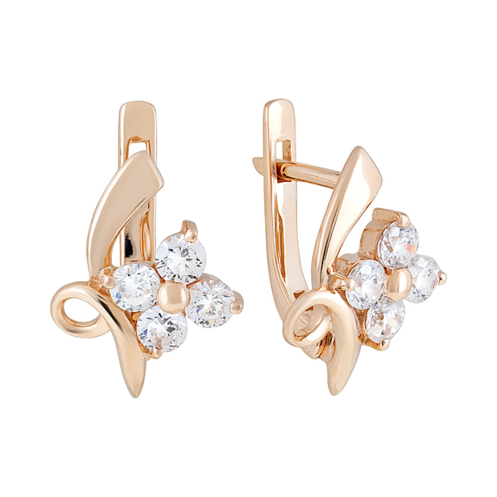 Золотые серьги с фианитом № 33065