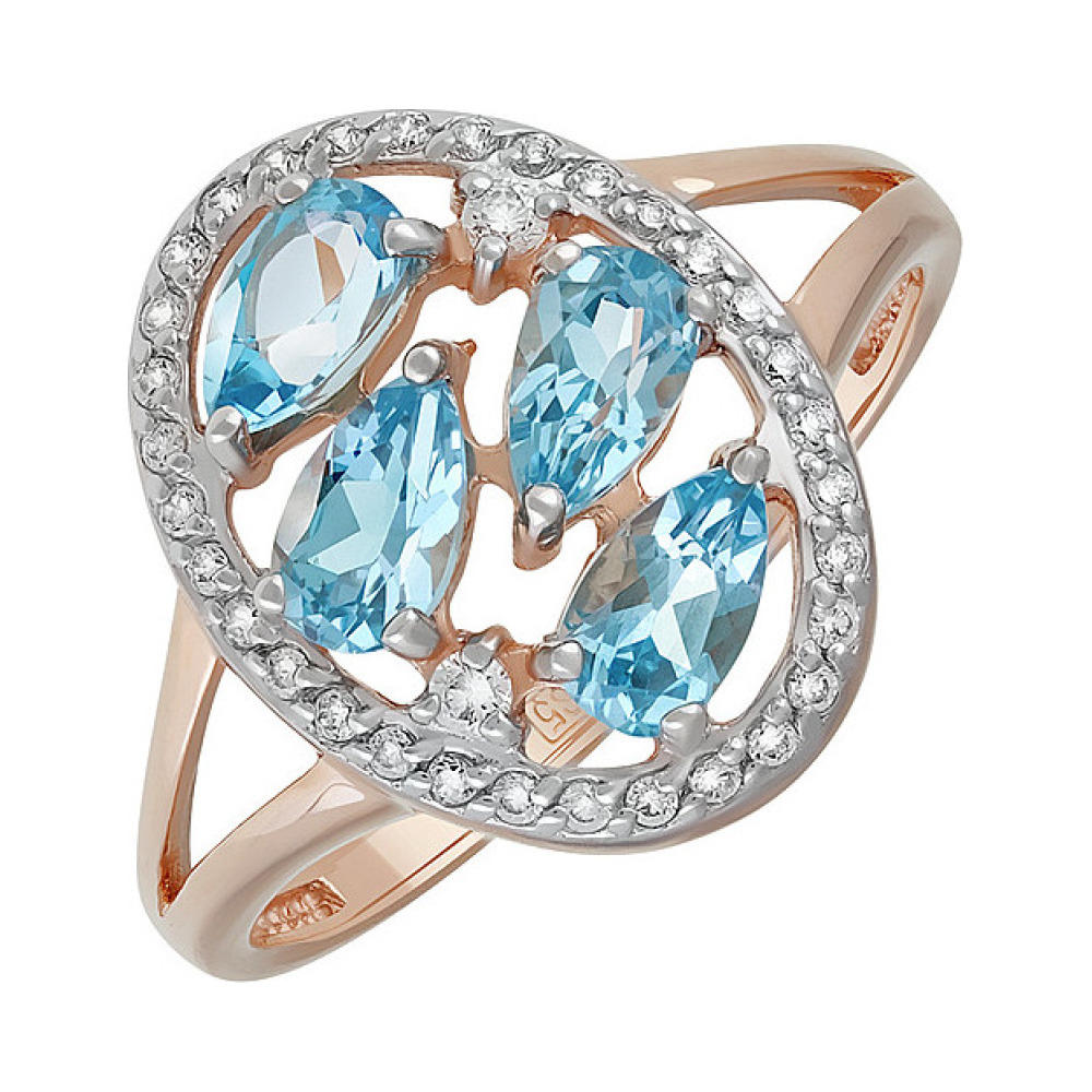 Золотое кольцо с топазом и фианитом № 135497