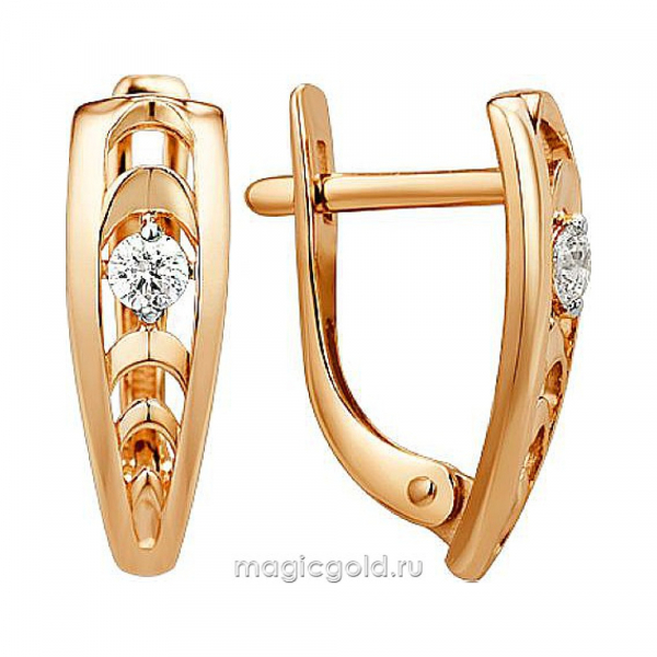 Золотые серьги с фианитом № 173291