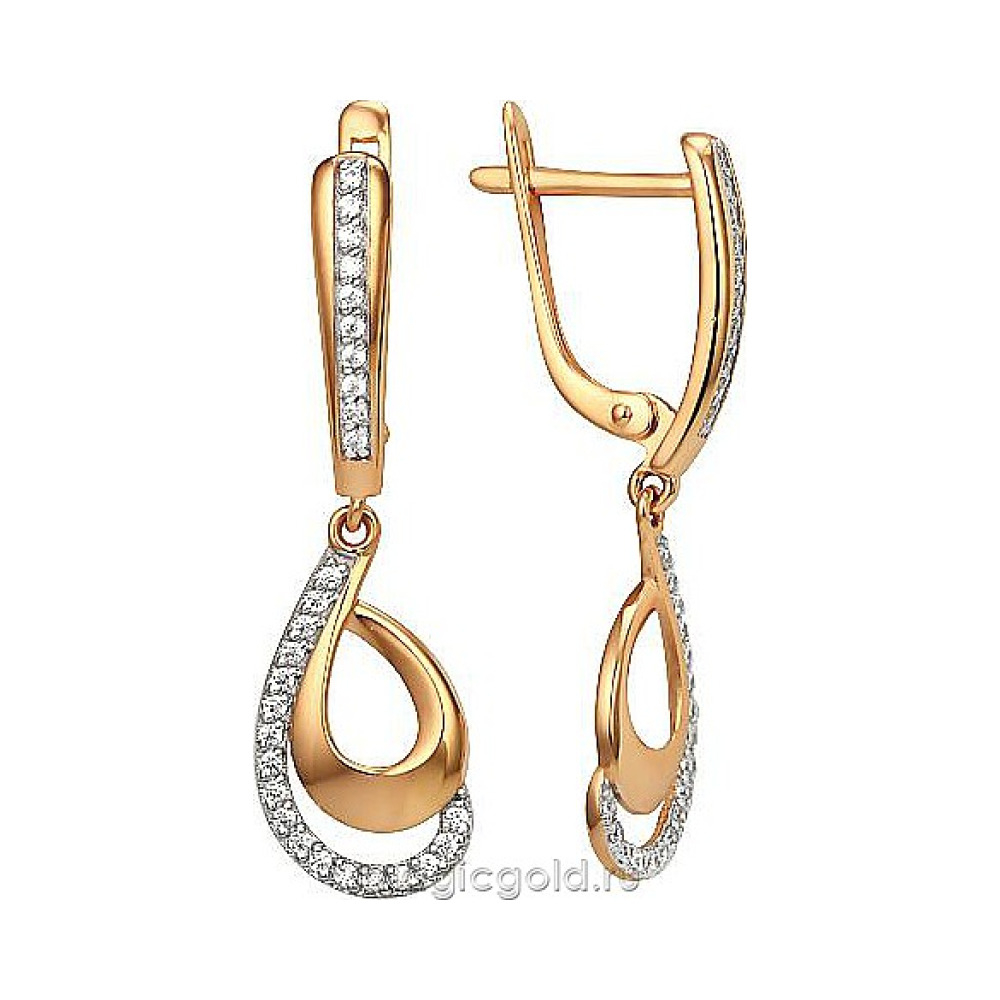 Золотые серьги с фианитом № 173146