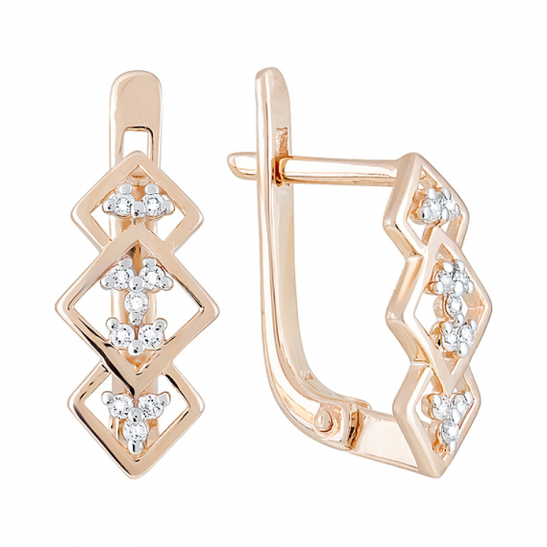 Золотые серьги с фианитами № 123657