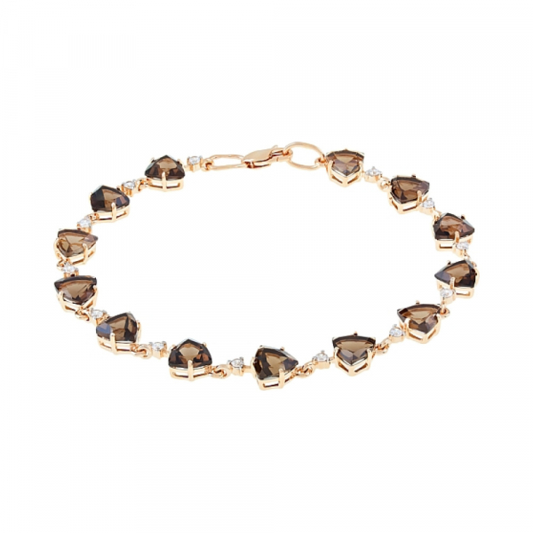 Золотой браслет с раухтопазом и фианитом № 110174