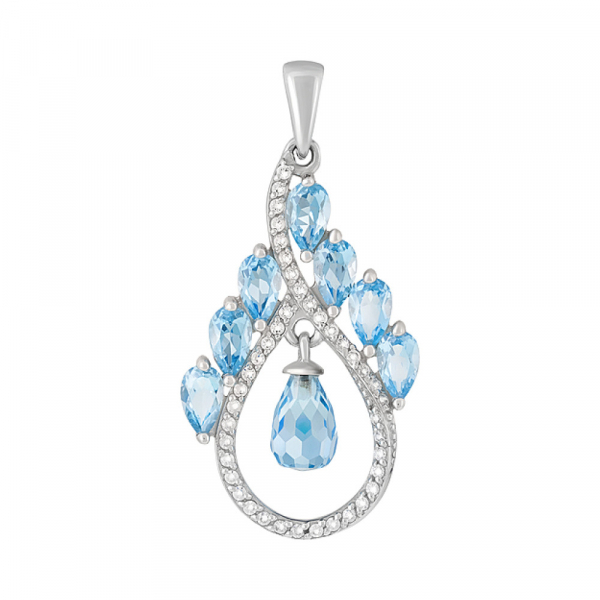 Серебряная подвеска с топазом и фианитом № 126957